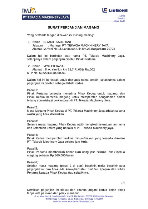 Perfect Contoh Surat Perjanjian Magang 13 Untuk Inspi - vrogue.co