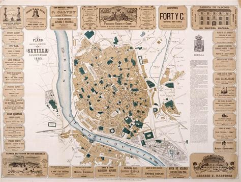 Map Of Seville Old Historical And Vintage Map Of Seville