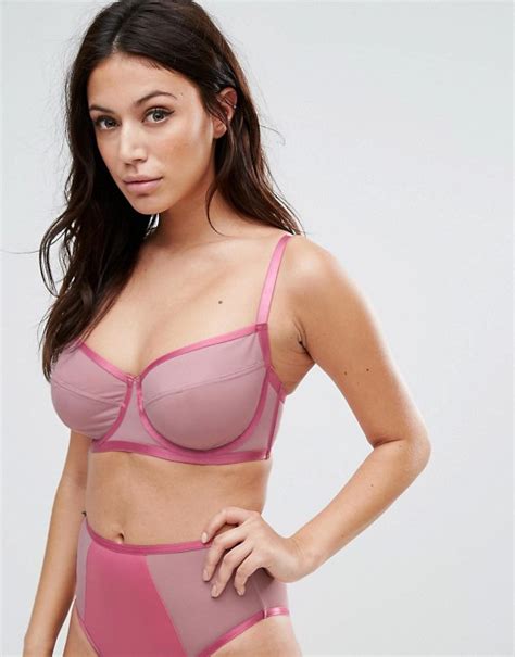 Asos Asos Mix And Match Fuller Bust Mesh Contrast Underwire Bra 30dd 38g