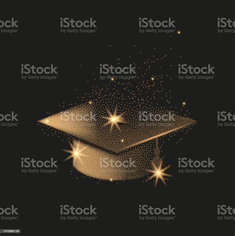 Graduation Hat Or Mortar Board Divergent Gold Particles Abstract