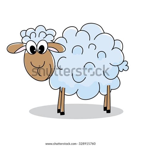 Smiling Sheep Cartoon On White Background Stock Vector Royalty Free