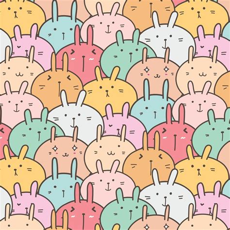 Cute Bunny Vector Pattern Background Funny Doodle Handmade Vector