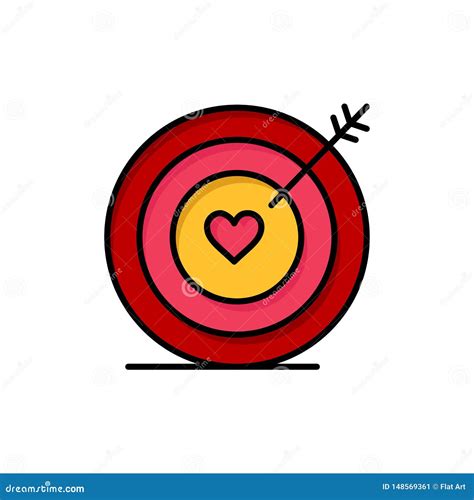 Target Love Heart Wedding Flat Color Icon Vector Icon Banner