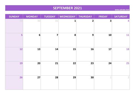 September 2021 Calendar Calendarbest