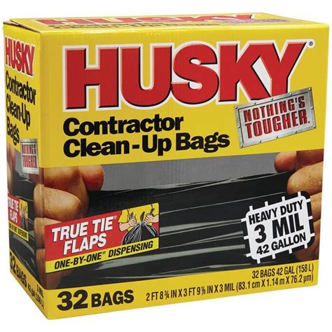 Husky Contractor Trash Bags 42 Gal 2 Ft 7 34 In X 3 Ft 9 12 In 3