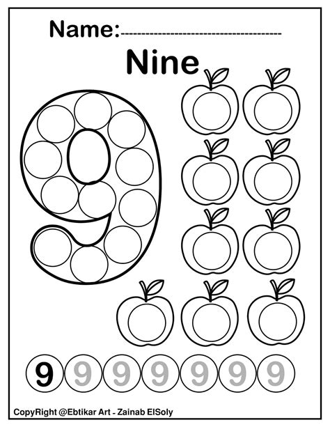 Set Of 123 Numbers Count Apples Dot Marker Activity Coloring Pages