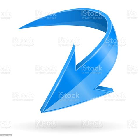 Blue Down Arrow 3d Shiny Web Icon Stock Illustration Download Image