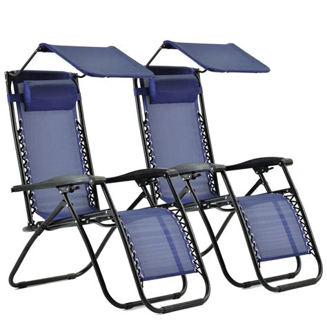 2 Pcs Zero Gravity Chair Lightweight Patio Chaise Lounge Chairs With