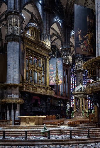 Altar And Organ Of Milan Cathedral Or Duomo Di Milano It Is Great
