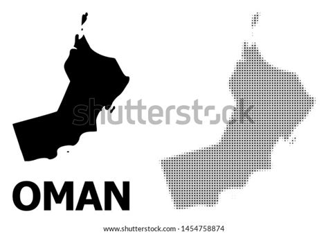 Halftone Solid Map Oman Composition Illustration Stock Vector Royalty