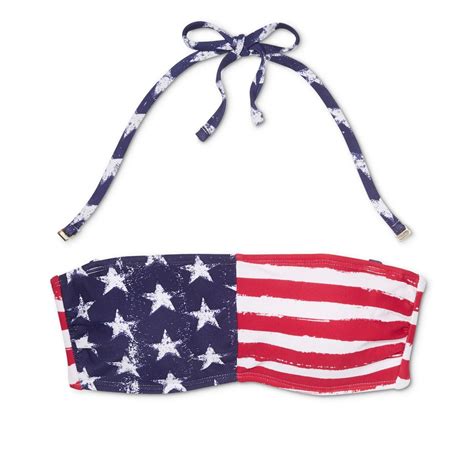 Womens Bandeau American Flag Bikini Top Xhilaration Redblue Xs