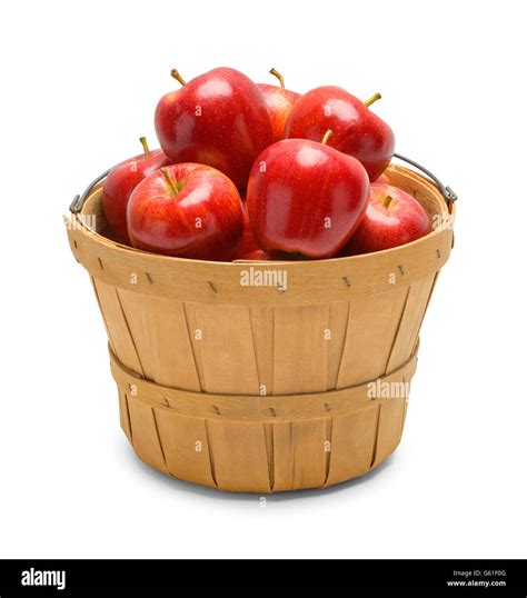 Basket Full Of Red Apples Isolated On White Background Stock Photo Alamy