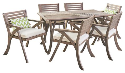 With wicker outdoor furniture sets, as well as wooden and aluminium pieces in a range of colours and styles, you can find something comfortable that suits. GDF Studio 7-Piece Baia Outdoor Acacia Wood Dining Set ...