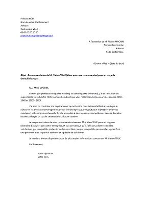 exemple de lettre de recommandation pour une bourse d étude