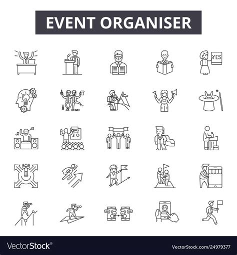 Event Organizer Line Icons Signs Set Royalty Free Vector