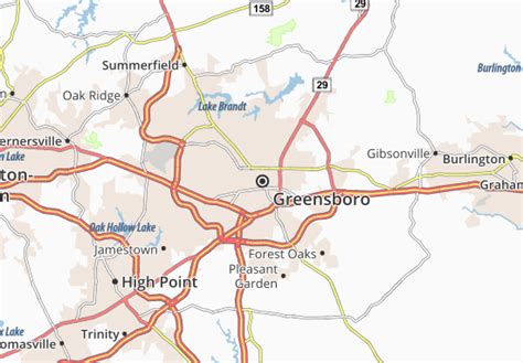 Kaart Michelin Greensboro Plattegrond Greensboro Viamichelin