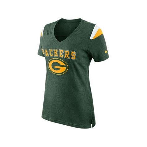 Nike Women S Short Sleeve Green Bay Packers V Neck T Shirt In Green Lyst