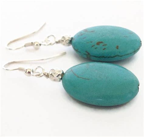 Turquoise Earrings Stone Drop Earrings Turquoise By Polishedplum