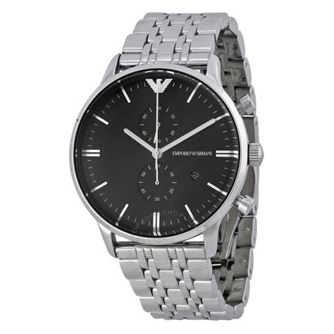 Emporio Armani Classic Chronograph Black Dial Stainless Steel Mens