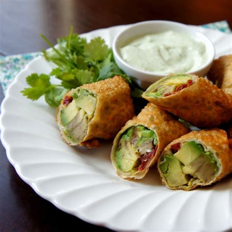 These are a cheesecake factory copycat recipe that only require 6 simple ingredients and some pantry items! Avocado Egg Rolls with Creamy Cilantro Ranch Dip | I Wash ...