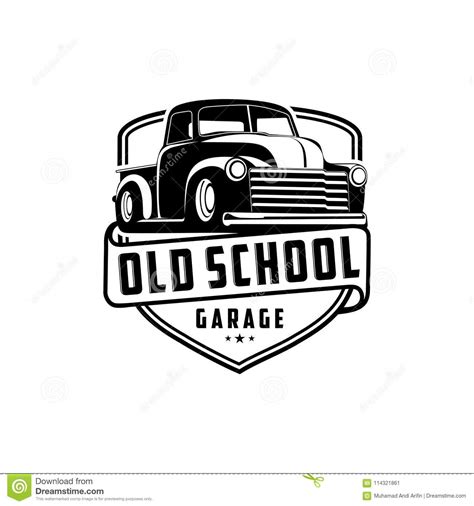 Old School Garage Truck Logo Vector Stock Vector Illustration Of