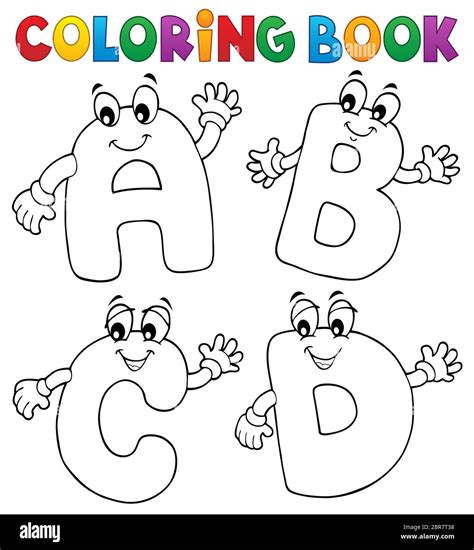 Libro De Colores Dibujos Animados Abcd Letras 2 Ilustración De La