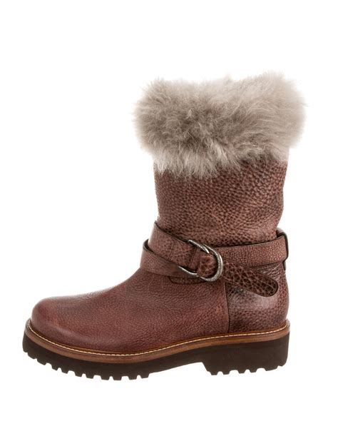 Brunello Cucinelli Fur Lined Boots Brown Boots Shoes Bru28798