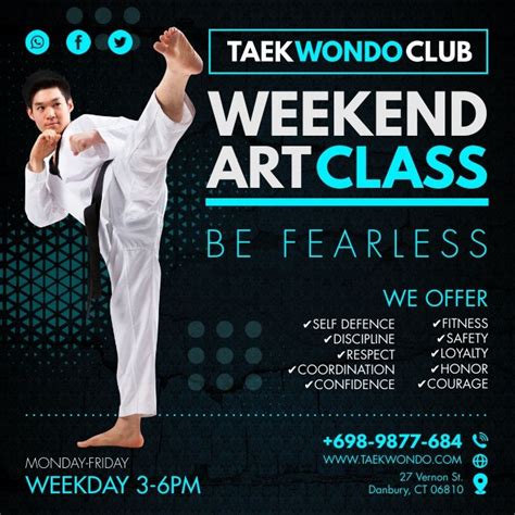 Blue Taekwondo Self Defense Instagram Post Template Taekwondo Karate