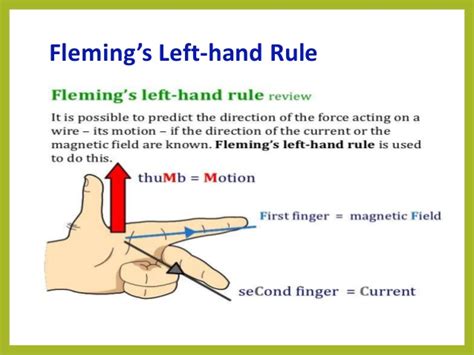 The same rule is used for motors. Fleming's left hand rule