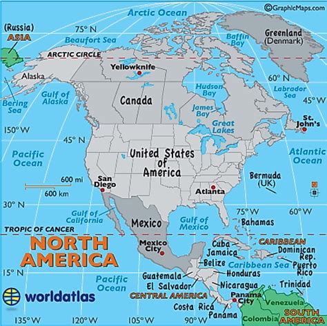 North America Latitude Longitude And Relative Location