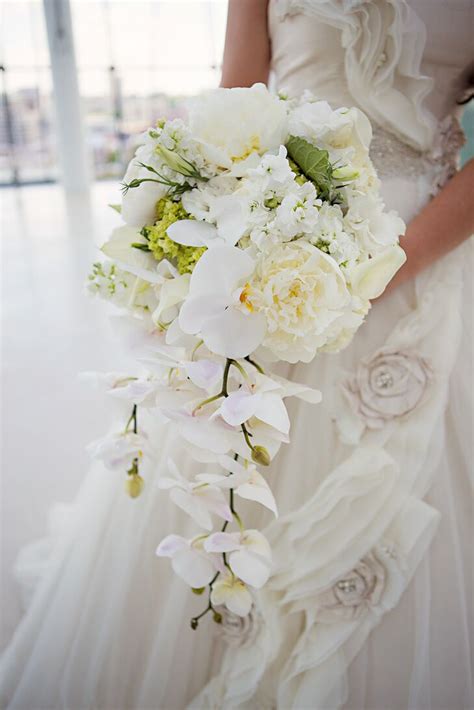 White Cascading Orchid Bridal Bouquet