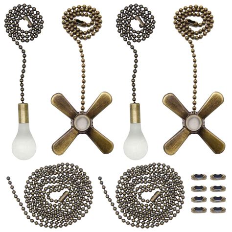 Set universal ceiling fan wall light replacement pull chain cord switch control. 4 Pieces Extra Connectors Bronze Ceiling Fan Pull Chain ...