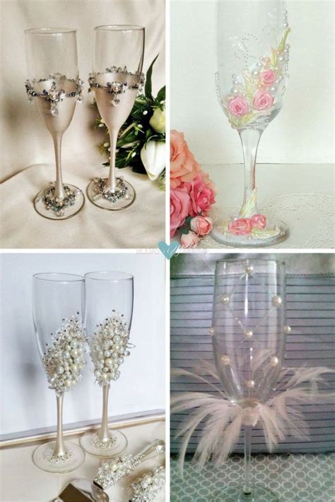 Copas de los recien casados. Copas Para Novios: Ideas para Decorar Copas de Brindis de ...