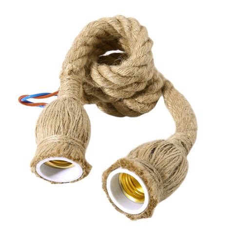 220v E27 Lamp Base 1m Vintage Hemp Rope Electric Cord Wire Diy Pendant