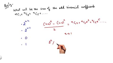 Odd Binomial Coefficient Sum Quiz Sol Youtube