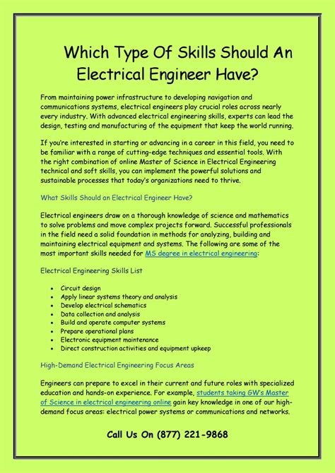 Which Type Of Skills Should An Electrical Engineer Have By Masters In