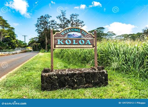 View Of The Welcome Sign Of Koloa Kauai Hawaii Editorial Photography