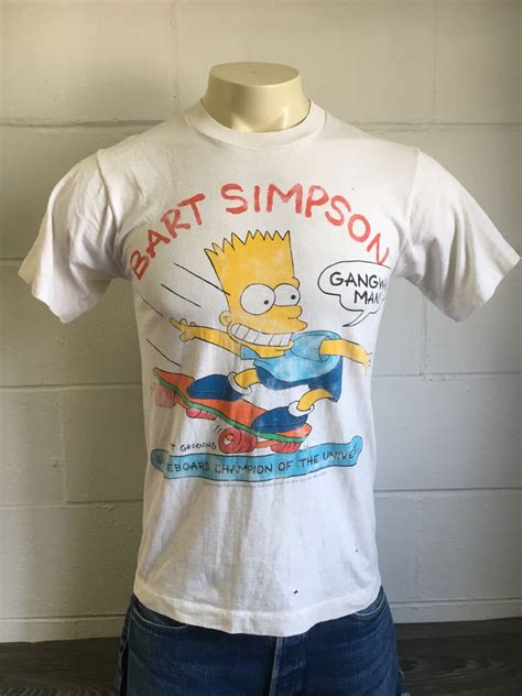 Bart Simpson Shirt 1990 Vintage 90s Skateboarding Skating Gangway Man