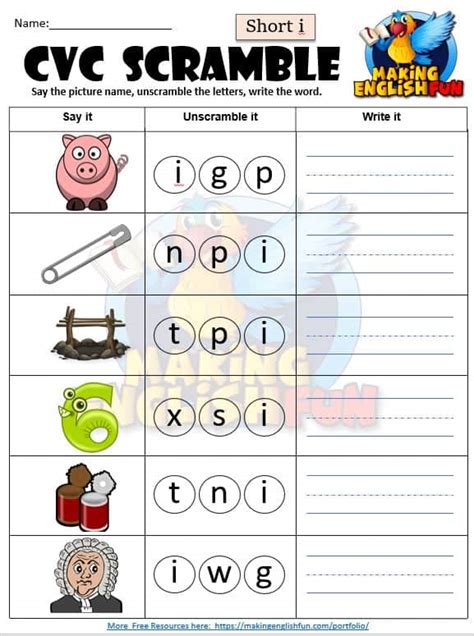 Grade 1 1st Grade Cvc Worksheets Thekidsworksheet English For Kids