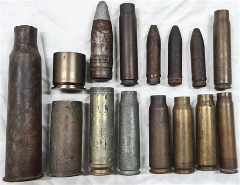 Sold At Auction Ww1 Ww2 Assorted Shell Casings And Projectile Rounds