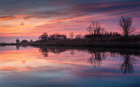 Wallpaper Landscape Sunset Lake Nature Reflection Sunrise