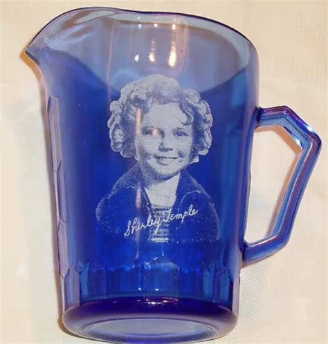 Vintage Hazel Atlas Shirley Temple Cream Pitcher Honeycomb Cobalt Blue