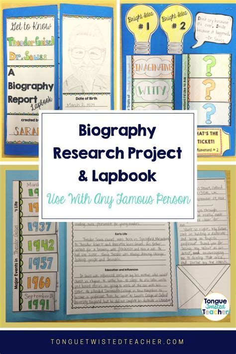 Biography Report Graphic Organizers Lapbook Research Project Language