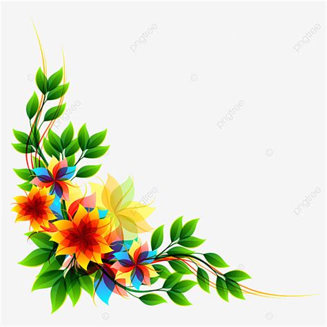 Corner Flower Clipart Hd Png Fullcolor Flowers Corner Set Nature