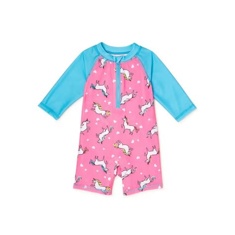 Wonder Nation Wonder Nation Baby Girl Unicorn One Piece Rash Guard