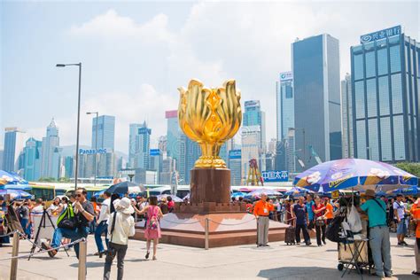 Wan Chai Hong Kong September 23 2016 The Golden Bauhinia In