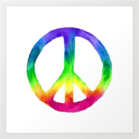 Rainbow Watercolor Peace Sign Art Print By Laura Beth Love Society6