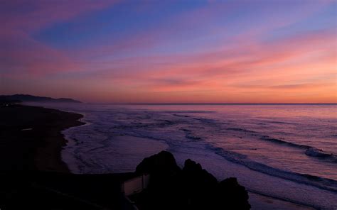 Download Wallpaper 3840x2400 Coast Rocks Sea Water Sunset Dark 4k