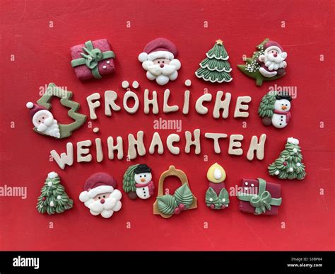 Fröhliche Weihnachten Merry Christmas In German Language With Wooden