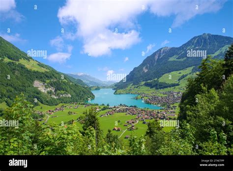 Lake Lungern Valley From Brunig Pass Between Lucerne And Interlaken